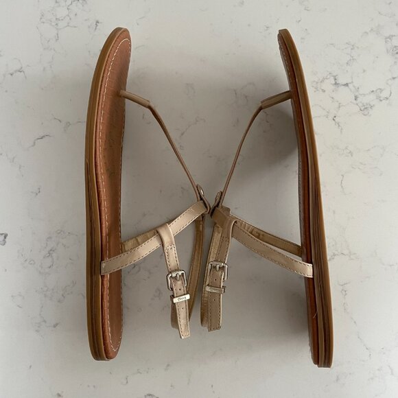 Circus by Sam Edelman T Strap Neutral Patent Sandals Silver Hardware Tan Sz 11 - Picture 4 of 12